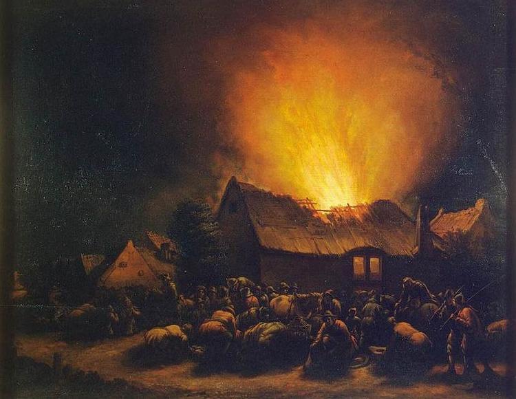Egbert van der Poel Fire in a Village France oil painting art